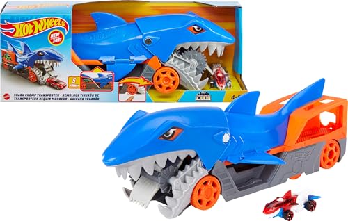 Hot Wheels Tubarão mastigado carros, armazena e transporta até 5 carros de brinquedo Die-Casts (Mattel GVG36)