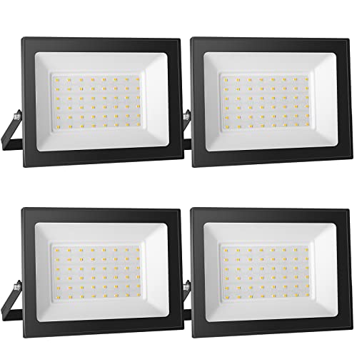 loyal 4 Pack Foco LED para exterior, 50 W, alto brilho, 5000 l, projetor LED iluminação exterior 6000 K, branco frio, luz de segurança impermeável IP65, candeeiro LED parede teto para jardim, garagem