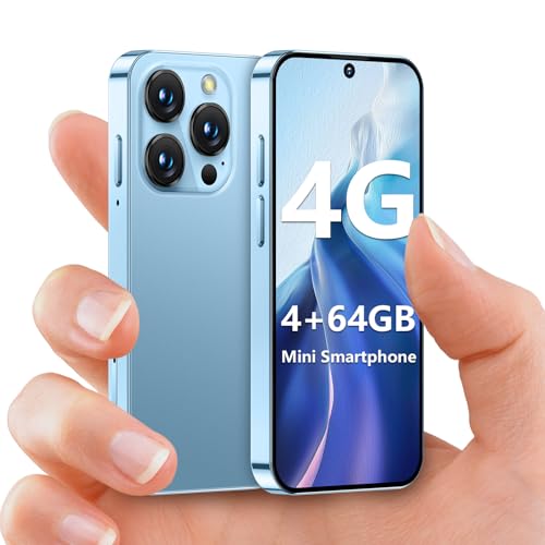 Mini Smartphone 4G, telefone mini desbloqueado de 4 + 64 GB com ecrã HD de 3,88 polegadas, bateria de 2000 mAh, câmara de 5 MP, duplo SIM, design ultrafino para telemóvel infantil azul