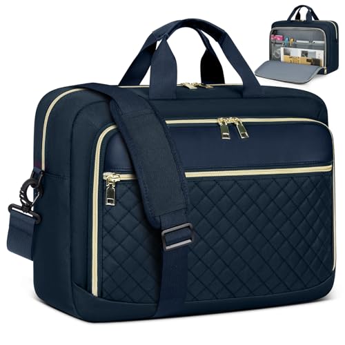 NEWHEY Bolsa para portátil mulher 17,3 polegadas mala professor mala porta-documentos grande mala computador portátil trabalho mala mala mala escritório bolsa universidade para viagem, Azul Marinho