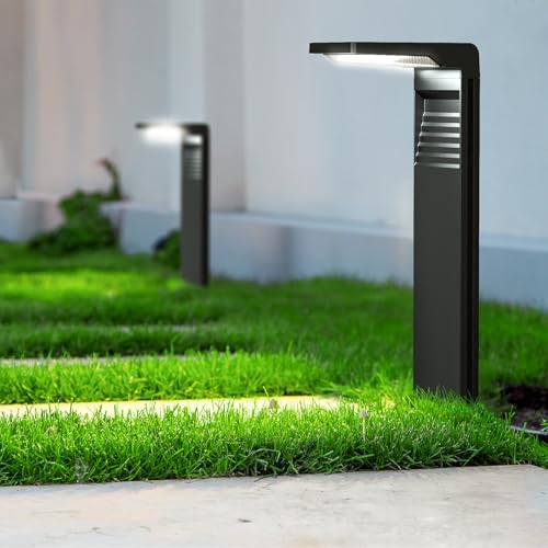 OUSFOT Luzes solares LED para exterior e jardim 2 peças, 30 LED, holofotes LED exteriores solares IP65 impermeável, candeeiro solar com 2 modos de iluminação, luzes solares para chão, pátio, calçado