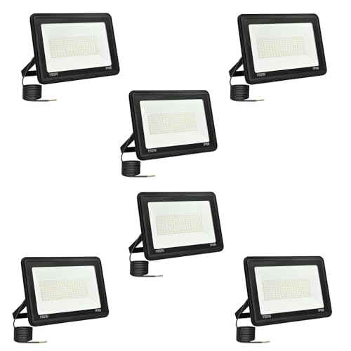 6 unidades Foco LED para exterior, 50 W, projetor LED 50 W, 5000 LM holofotes LED exteriores, 6500 K, branco frio, impermeável, IP66, projetores LED exteriores, para garagem, jardim, pátio, parque