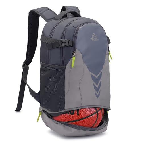 Bseash Mochila de basquetebol de 35 L com compartimento inferior para basquetebol, bolsa de grande capacidade para material desportivo para jovens, meninos, meninas, basquetebol, futebol, ginásio,