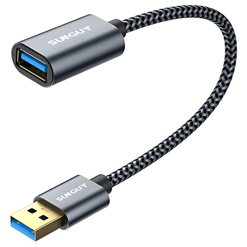 SUNGUY Cabo de extensão USB 3.0, cabo de extensão USB para macho para fêmea ultra rápido de 5 Gbps para leitores de cartões, teclados, impressoras, scanners, câmaras
