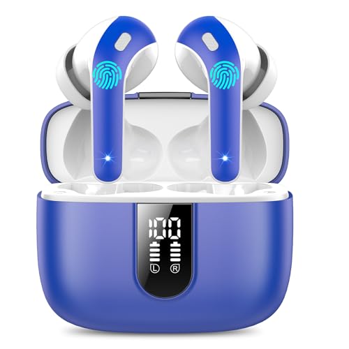 Auriculares sem fios Bluetooth, auriculares Bluetooth 5.3, 4 Mic com redução de ruído ENC, 50H com graves, capacetes sem fios Bluetooth IP7 impermeável, carregamento rápido USB-C, ajuste confortável