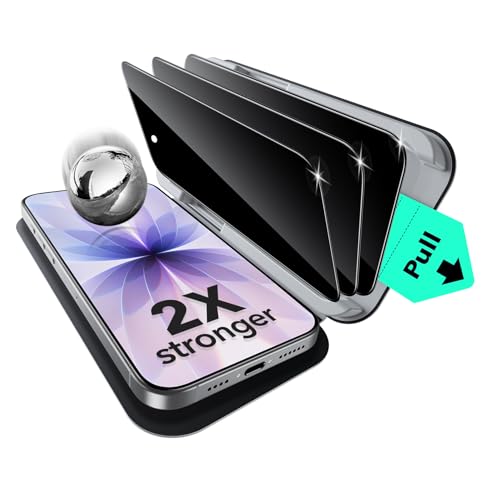 ESR Pack de 3 protetores de ecrã com privacidade para iPhone 17/iPhone 16 Pro, grau militar, inquebráveis, dureza 9H, vidro temperado anti-espião, bandeja UltraFit