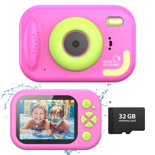 Tosaju Câmara submarina 48mp câmara infantil câmara impermeável de 10 metros câmara 1080p vídeo câmara submersível com flash piscina presente de brinquedo ao ar livre para crianças com cartão de 32