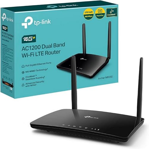 TP-Link Archer MR550 4G Cat6 300 Mbps, Wi-Fi AC1200 de banda dupla, com SIM, microSIM, porta Gigabit LAN/WAN, MU-MIMO, sem configuração, TP-Link Tecnologia OneMesh