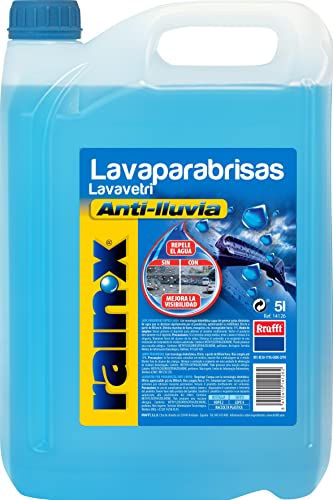 Rain-X Limpador de pára-brisas centrado com tecnologia hidrofóbica anti-chuva, visibilidade superior e proteção até -5ºC, fórmula repelente de água, não deixa manchas, 5 L