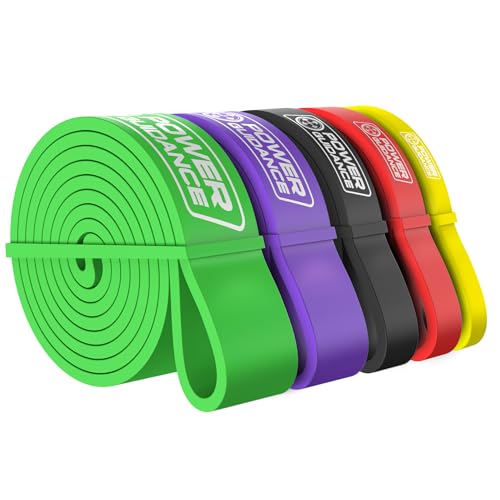 POWER GUIDANCE Faixas de resistência, bandas elásticas, 5 borrachas elásticas de músculos de diferentes resistências, com saco de armazenamento, adequado para, treino, fisioterapia, theraband