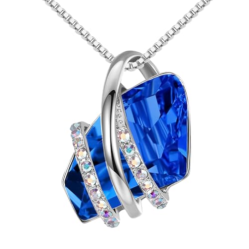 Leafael Birthstone Colar de mulher | Birthstone colar de vidro. | Colar para mulheres com pingente hipoalergénico com caixa de presente incluída