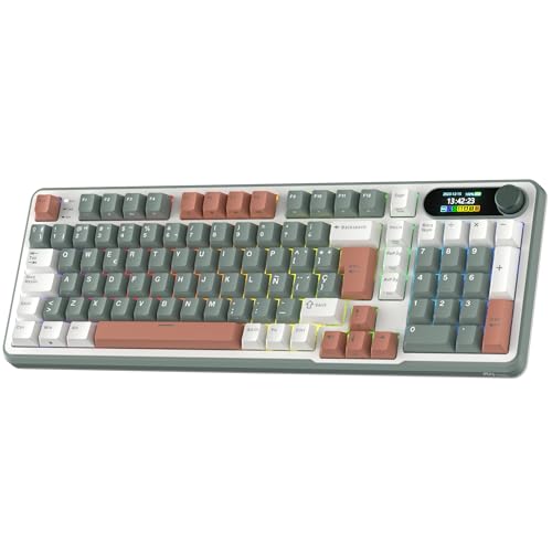 RK ROYAL KLUDGE S98 Teclado mecânico com Smart Display e botão, montagem superior 96% teclado mecânico sem fios BT/2,4G/USB-C, Hot-Swappable, suporte de software, 98 teclas, QWERTY espanhol