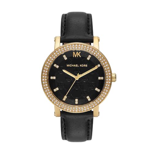 Michael Kors Corey Relógio de mulher, movimento de quartzo três agulhas com correia de aço inoxidável ou couro