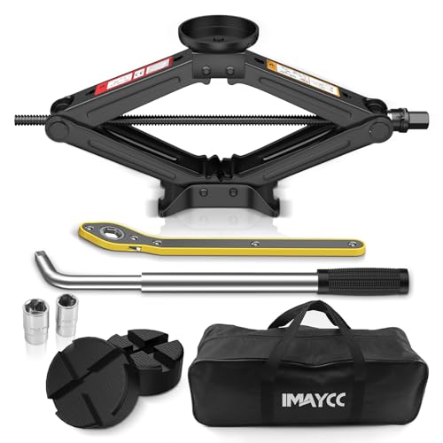 IMAYCC Gato para carro 2,5 T/2500 kg, kit de gato carro com 2 peças bloco de borracha universal, gato de carro portátil com chave de porcas de roda, kit de emergência para carro.