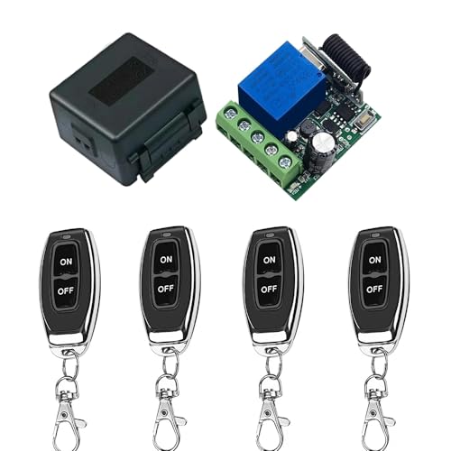 QIACHIP 433 Mhz DC 5 V 6 V 12 V 24 V 60 V 1CH Controlo remoto sem fios módulo recetor de relé RF com 4 transmissor, para luz ON/OFF, porta aberta