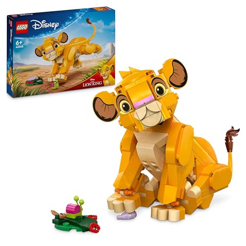 LEGO | Disney o rei leão: Simba cachorro brinquedo infantil de construção, ideia de presente para meninas e meninos de 6 anos ou mais, casaco articulado, decoração do quarto e estante 43243
