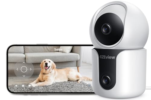 CZEview 2 K + 2 K Câmara de vigilância interiores, alvo duplo, visão noturna, 360 ° câmara de estimação, Wi-Fi de banda dupla 2,4 e 5 GHz, rastreamento automático, áudio bidireciona