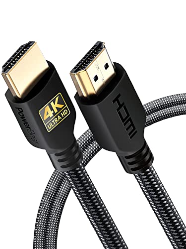 PowerBear Cabo HDMI 4K 2 m | Alta velocidade, conectores de nylon trançado e ouro, 4K @ 60Hz, Ultra HD, 2K, 1080P, ARC e CL3 classificado | para computador portátil, monitor, PS5, Xbox One e mais