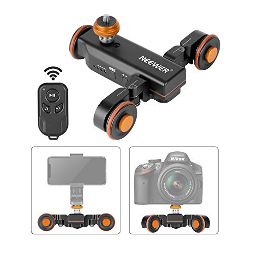 Neewer 3 rodas câmara sem fios vídeo automático Dolly Trilho elétrico motorizado Rail deslizante Dolly carro com controlo remoto 3 velocidades ajustáveis para DSLR câmara GoPro iPhone (preto)