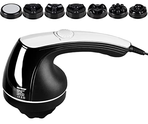 Poligono - Massajador 7 em 1, anticelulite equipado com 7 cabeças intercambiáveis, portátil e multiusos, potência ajustável.