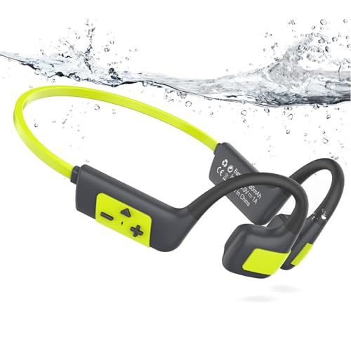 MONODEAL Auriculares condução óssea Bluetooth 5.4 auriculares natação, IP68 impermeável auriculares para natação, 32 G MP3 para natação correr ciclismo