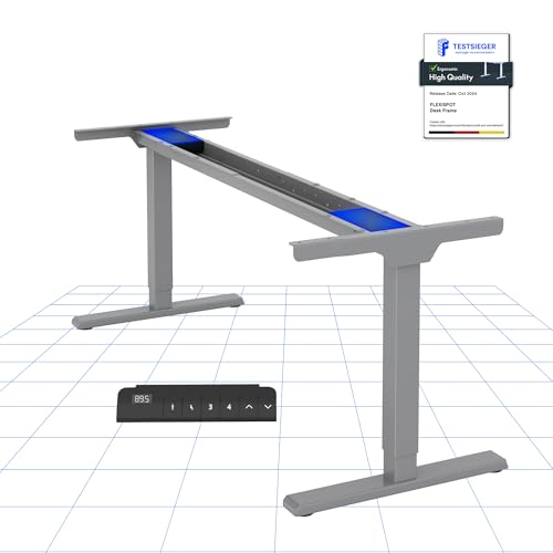 FLEXISPOT E1 Pro Mesa Elevável elétrica com 2 motores, secretária ajustável em altura de aço 70 - 119 cm, com 4 funções de memória de mesa de pé, carga de 100 kg (cinzento
