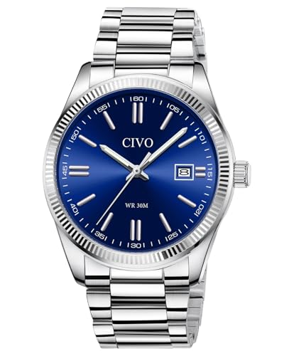 CIVO Relógio homem aço inoxidável analógico impermeável relógio pulseira homem quartzo luminoso moda presente homem
