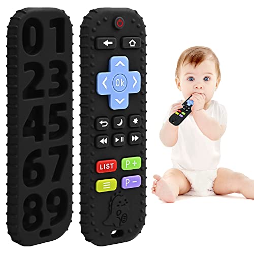 Alívio da dentição mordedores brinquedos para bebés 6-12 meses presentes, silicone mordedor controlo remoto brinquedos de casa de banho para 3-6 9 meses menino menina utismo, brinquedos de grau
