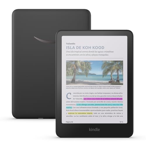 Novo Amazon Kindle Colorsoft: com 16 GB de armazenamento, tela colorida e luz frontal ajustável.