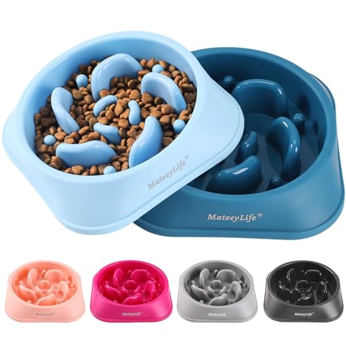 MateeyLife 2 Peças Comdeiro Antivoracidade - Tigela Puzzle Interativa para alimentação lenta e evitar inchaço, Alimentador para cães médios e grandes (azul 20 cm)