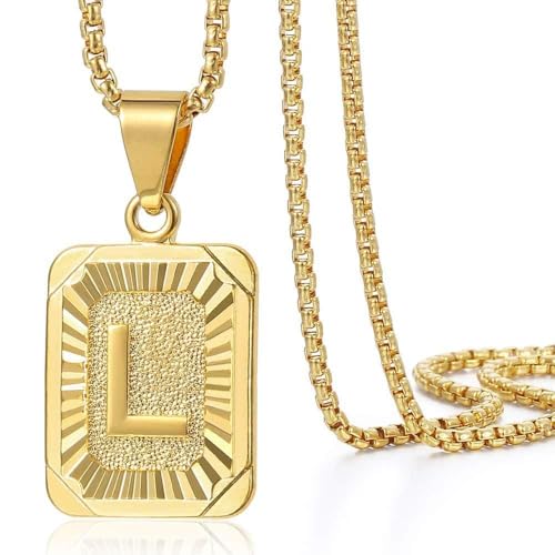 ALANETA Colar inicial com letra personalizada para homem e mulher, aço inoxidável banhado a ouro de 18 K, presente A-Z
