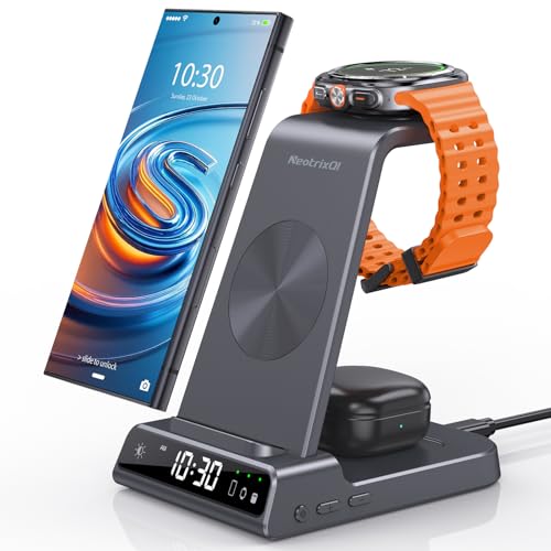 Carregador sem fios para Samsung Galaxy S25 Ultra Watch 7 Ultra, carregador Samsung para Galaxy Watch 6 5, estação de carregamento de telefone Android 3 em 1 para S24 Z Flip 6 Galaxy Buds Pro 2