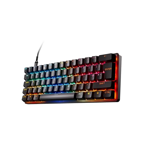 SteelSeries Apex Pro Mini Gen 3 Interruptores OmniPoint 3.0 - Acionamento ajustável - Rapid Trigger - Predefinições - Modo de proteção - Rapid Tap/SOCD - RGB - Teclas PBT - USB-C - Design UK QWERTY
