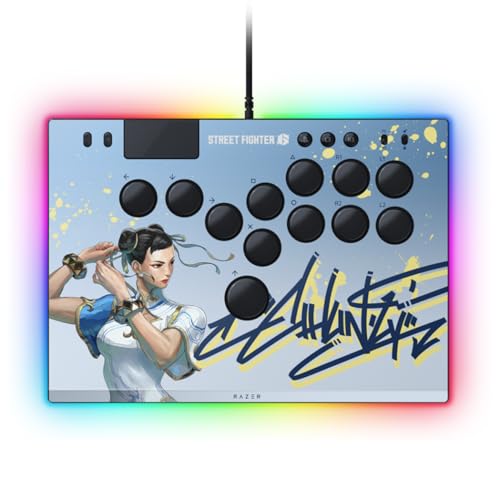Razer Kitsune - Controlo de arcade ótico com vários botões para PS5 e PC (Disposição precisa dos botões de movimento quádruplo, interruptores ópticos lineares Razer) Chun-Li Ed.