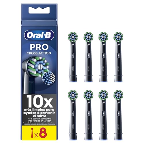 Oral-B Pro CrossAction Peças sobresselentes para escova de dentes elétrica, conjunto de 8 cabeças, preto - originais