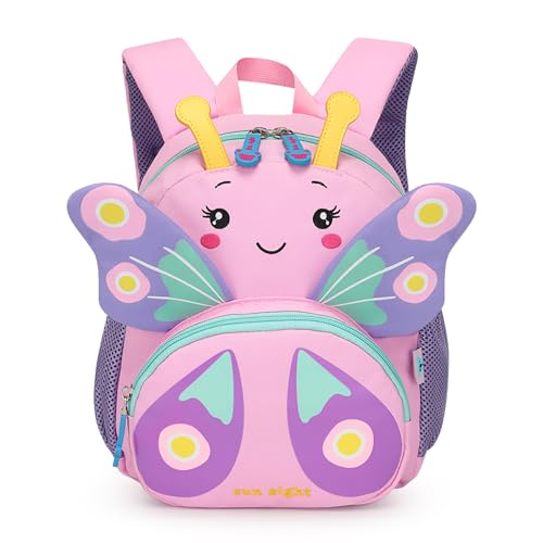PROTAURI Mochilas para meninos - meninas mala para a escola desenhos animados animais mochila infantil viagem mochila para creche pré-escolar primária viajar (3-5 anos de idade), Borboleta, Estilo de