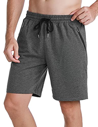Wayleb Calções desportivos homem verão algodão bermudas desporto bolso com fecho de correr cordão elástico Running correr futebol