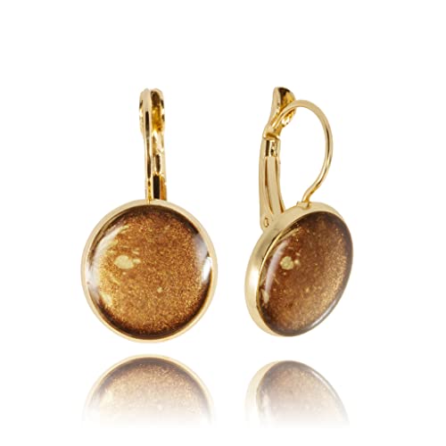 Pendientes de Gota Elegantes Clásico Glamouroso Pequeño Redondo Ligero; Joyería para Mujer (Estilo 24 - Pintado Marrón Oro)