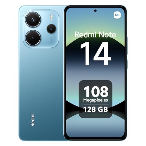 Xiaomi Redmi Note 14 Smartphone de 6+128 GB, ecrã de 6,67" AMOLED FHD+ 120Hz, MediaTek Helio G99-Ultra, câmara de 108 MP, TurboCharge 33W, 5500 mAh, carregador não incluído, Ah, carregador Azul