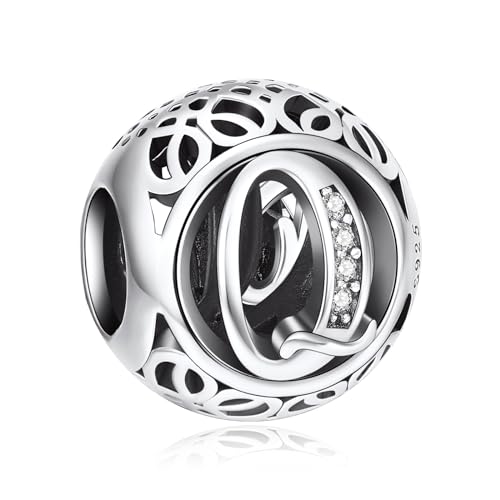 NINGAN A-Z 26 contas encantos pendentes de alfabeto contas prata de lei 925 com zircônia cúbica transparente compatível com pulseira Pandora e europeu, encantos de letra para mulher menina