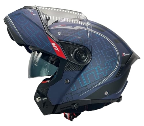 Capacete MT Helmet modelo modular Atom 2 Destiny cor azul mate (L 59/60)