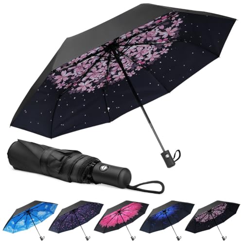 Aolso Mini guarda-chuva do sol, guarda-chuva dobrável, guarda-chuva dobrável antivento para homem e mulher abertura e fecho, guarda-chuva dobrável e compacto resistência UV e impermeável 3