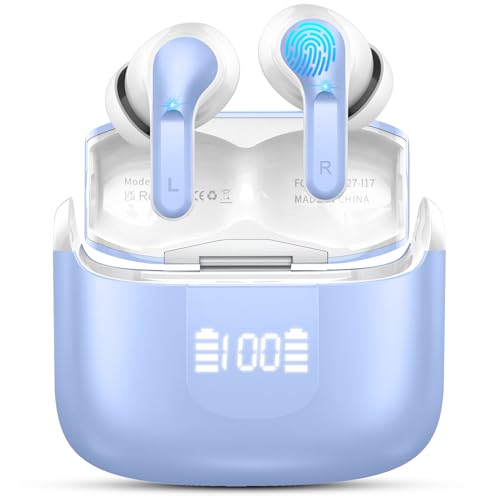 Auriculares sem fios Bluetooth, 2025 auriculares Bluetooth 5.4 HiFi estéreo com 4 ENC Mic, capacetes sem fios Bluetooth cancelamento de ruído Bass 40H auriculares In-Ear IP7 impermeáveis ecrã LED