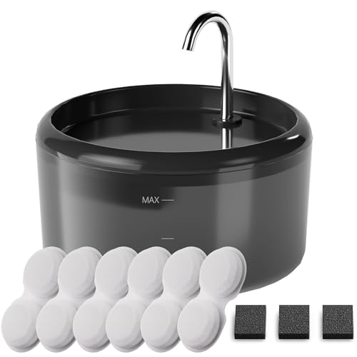 Fonte para gatos bebedor gatos: Fonte de água gatos automático - 2,4 L elétricos dispensador de água para gatos com luz LED - bebedor para médias/pequenos animais de estimação - com 6 filtros 3