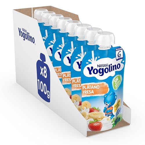 Nestlé Yogolino Lácteo infantil morango banana, a partir de 6 meses, 8 bolsas de 100 g