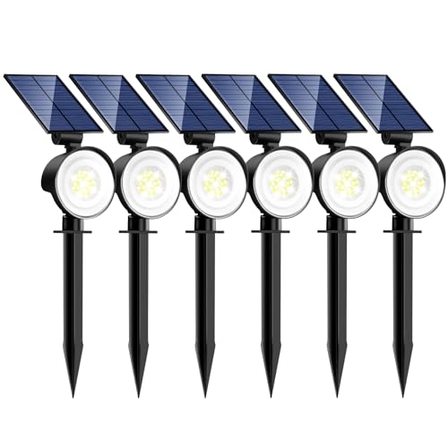 nipify 6 peças luzes solares exterior jardim 3 modos holofote solar, impermeável IP67 candeeiro para caminhos, terraço, pátio