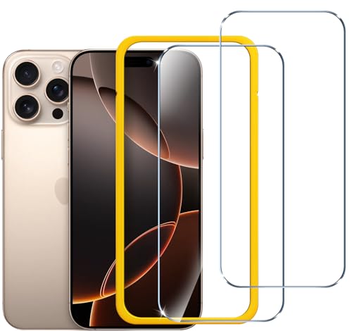 ivoler 2 peças protetor de ecrã para iPhone 16 Pro MAX 6,9 polegadas, inclui estrutura de instalação fácil, vidro temperado premium