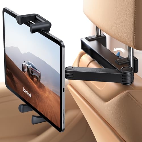 Lamicall Suporte para tablet para carro - [Clipe de silicone largo dobrável] [braço metálico] suporte para tablet encosto de cabeça dobrável, rotação de 360°, para iPad Pro, Air, Mini 6 5 4 3, Tab