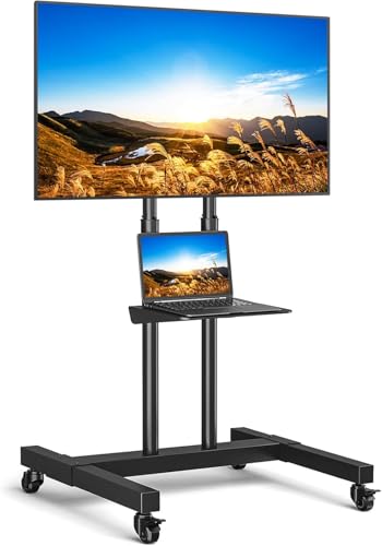 RFIVER Suporte TV rodapé rodas para televisão de 32 43 50 55 65 75 80 polegadas, suporte para televisão, chão e altura ajustável para telemóvel, MAX Vesa 600 x 400 mm 50 kg
