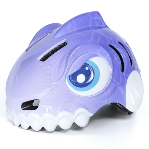 FUNWICT Capacete bicicleta crianças 3D animados capacete bicicleta para meninos e meninas de 3 a 8 anos ajustável capacete bicicleta bebé com conjunto protetores para bicicleta, skate e skate